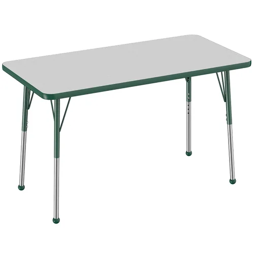 Vista 238 de FDP - Mesa rectangular para actividades escolares y de oficina (24 x 36 pulgadas), patas estándar con deslizadores giratorios, altura ajustable