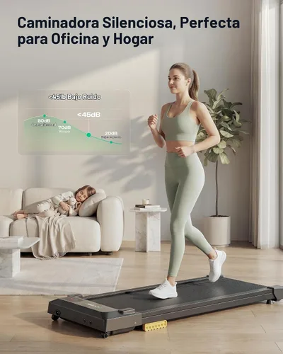 Vista 5 de UREVO Smart Walking Pad, Compact Under Desk Treadmill with Double Shock Absorption, Quiet Operation, Workout APP with Track Insights and MIIT Mode