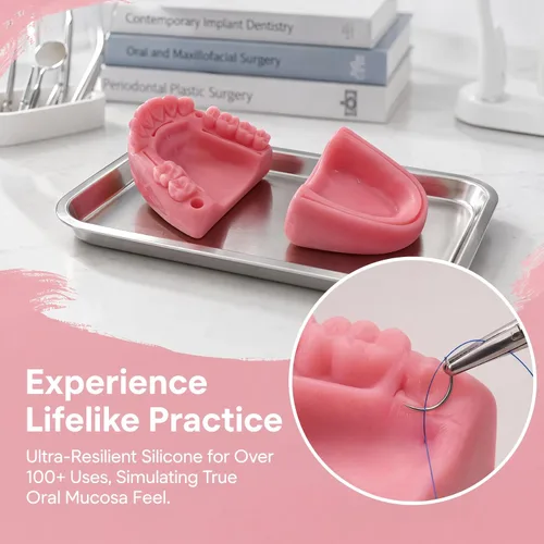 Vista 3 de Kit de práctica de sutura dental, kit de sutura oral YOUYA DENTAL para entrenamiento de sutura con corte biónico de encías oral y sutura gingival, 2