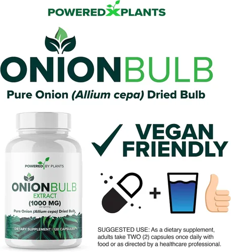 Vista 3 de Extracto de bulbo de cebolla 1000 mg puro de cebolla totalmente natural (Allium Cepa) Bulbo seco - 120 cápsulas