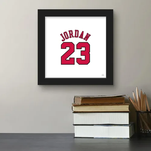 Vista 4 de Trends International Gallery Pops Michael Jordan - Póster de pared con número de jersey, color blanco, 12 x 12 pulgadas, versión de marco negro