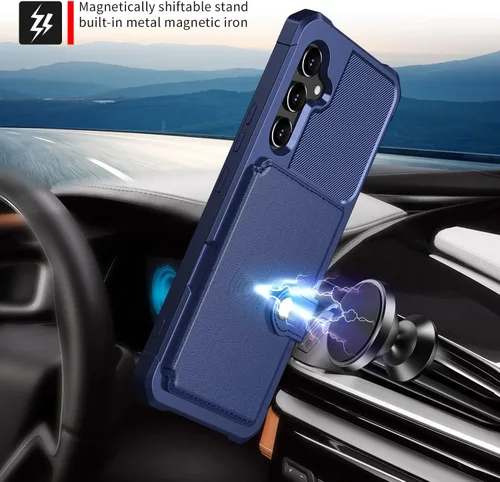 Vista 3 de Wefor Funda para Samsung Galaxy A14 5G - Funda tipo cartera con bolsillos para tarjetas de piel sintética para Samsung Galaxy A14 5G (azul)