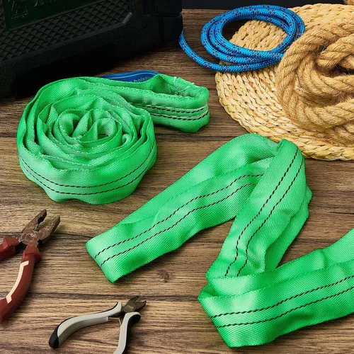 Vista 7 de Fabbay 4 eslingas redondas de poliéster resistente de 3.3 pies, correas de elevación redondas para elevación, remolque, mudanza, muebles