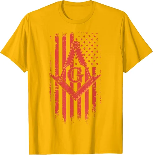 Vista 6 de Cuadrado y brújula Masónica de la bandera americana, masón, camiseta roja, Negro, S