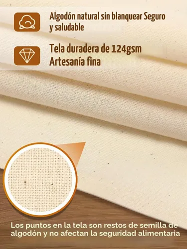 Vista 3 de 3 paños de té 100% algodón para hornear masa madre – 14 x 18 pulgadas sin blanquear cesta de pan toallas de saco de harina, paño de cubierta
