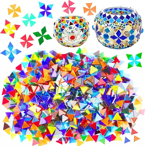 Vista 13 de 1100 Piezas de Azulejos de Mosaico, Azulejos de Mosaico de Vidrio para Manualidades al Por Mayor, Piezas de Vidrio de Mosaico Teñido, Suministros