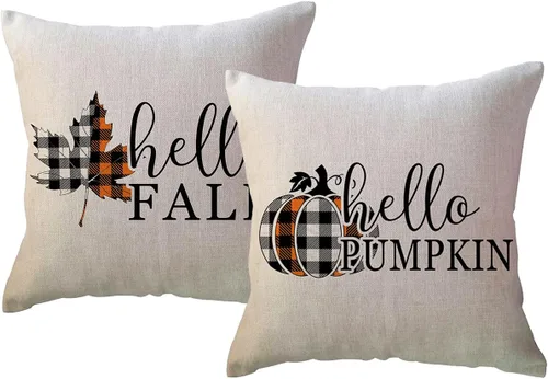 Vista 8 de ULOVE LOVE YOURSELF Hello Fall - Juego de 2 fundas de almohada decorativas de 18 x 18 pulgadas para sofá, sofá, sofá, porche