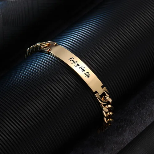 Vista 4 de OTXIXTO Pulseras personalizadas con nombre para hombresmujeres, pulseras a juego personalizadas para parejas, pulseras de acero inoxidable grabadas