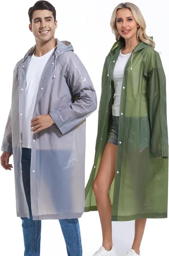 Vista 48 de 2 abrigos de lluvia de Borogo para adultos, chaquetas de lluvia reutilizables para hombres y mujeres