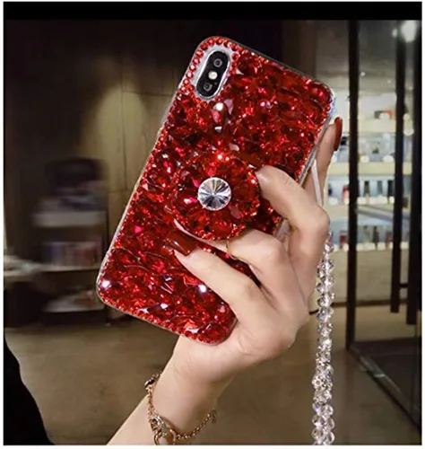 Vista 12 de Funda con función atril de diamantes para Google Pixel 2XL, hecha a mano en 3D con piedras brillantes y correa de cristal, para Google Pixel 2XL