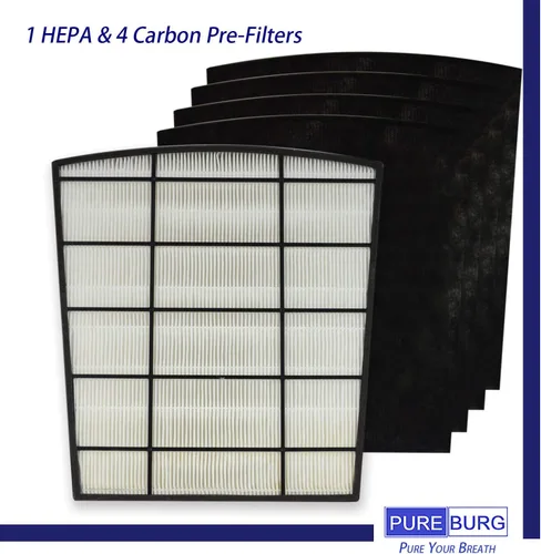 Vista 2 de PUREBURG Juego de filtros HEPA de repuesto compatible con LP-HF550 LP-PF150 para purificador de aire multihabitación LP550TH Bali, carbón activado