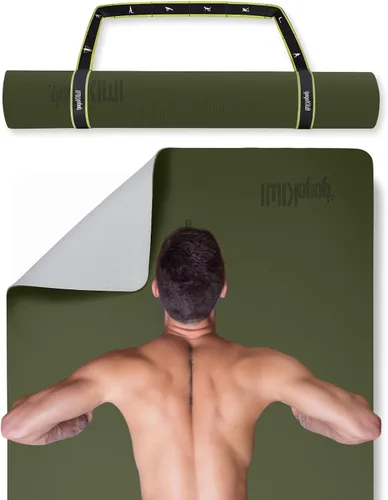 Vista 9 de Gogokiwi Tapete de yoga extra ancho para hombres y mujeres (72"L x 36"A) Tapete de fitness y ejercicio antideslizante con marcas de alineación