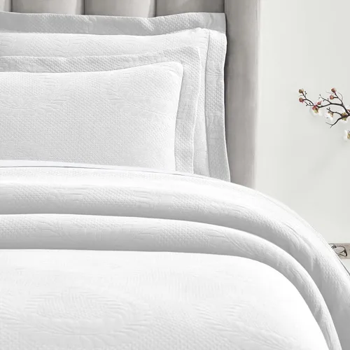 Vista 20 de Superior Fleur De Lis - Juego de colcha de algodón de 3 piezas, decoración de cama para el hogar, colcha decorativa con textura, 2 fundas de Granate