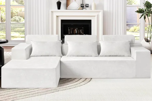 Vista 22 de Homguava - Sillones seccionales modulares para sala de estar, sofá de 101" en forma de nube con chaise en L, cómodo sofá de sala de estar