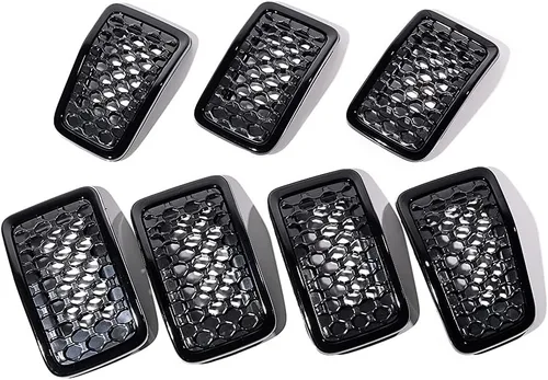 Vista 16 de Inserto de Parrilla de Parachoques Delantero Moldura de Rejilla Cromada con Cubierta de Malla de Panal Negro para Jeep Cherokee 2014 2015 2016 2017