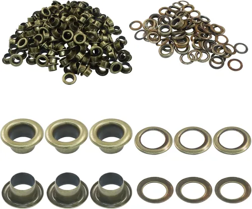 Vista 18 de ZOCCVI Kit de ojales y arandelas de metal, 0.197 in, 200 juegos, bronce