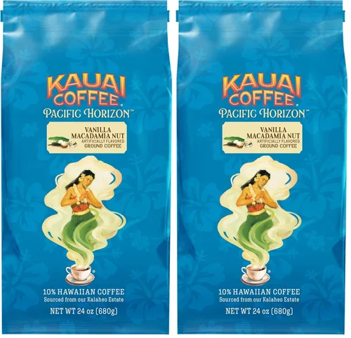 Vista 14 de Kauai Café molido, descafeinado tostado medio, café molido arábica del mayor productor de café de Hawái, aroma brillante con notas florales ligeras