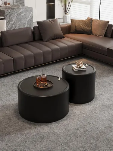 Vista 28 de ø Mesa auxiliar redonda de mármol sintético de 31.5 pulgadas con espacio de almacenamiento para sala de estar, moderna mesa de centro circular 31.5