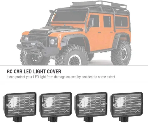 Vista 2 de Dilwe Cubierta de luz de coche RC, 4 piezas de pantalla de luz LED universal para HSP REDCAT AXAIL scx10 escala RC modelo Crawler LED Kit ()