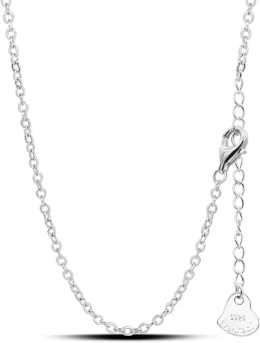 Vista 9 de Dankadi - Collar italiano de plata de ley 925 para mujer de 0.9 mm, cadena de caja, cadena rolo de 1.3 mm, cierre de garra de langosta - Cadena