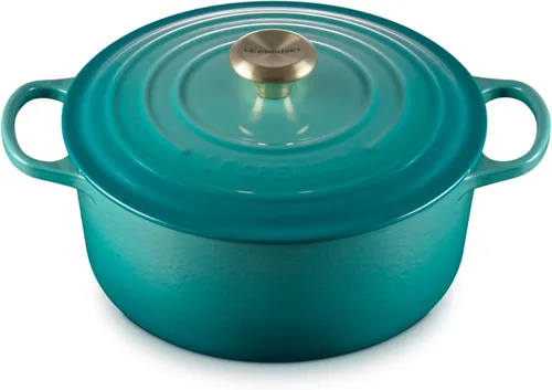 Vista 49 de Le Creuset Horno holandés redondo Signature de hierro fundido esmaltado, 4.5 cuartos de galón., Artichaut