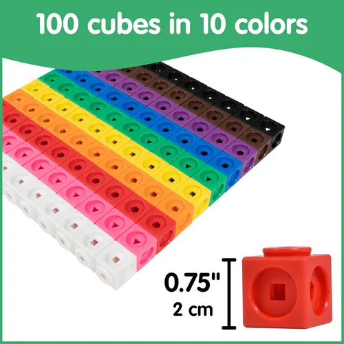 Vista 3 de edxeducation Cubos de matemáticas Juego de 100 bloques de conteo con 5 formas Elementos manipulativos de matemáticas para preescolares
