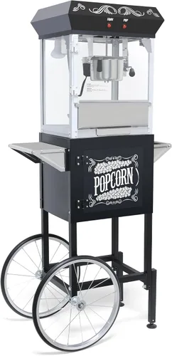 Vista 11 de Máquina para hacer palomitas de maíz, carrito profesional con hervidor de 6 onzas para hasta 25 tazas, máquina comercial vintage de acero Rojo