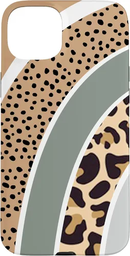 Vista 9 de Boho Burnt Orange Half Rainbow with Dotted Pattern Leopard Case for iPhone 17