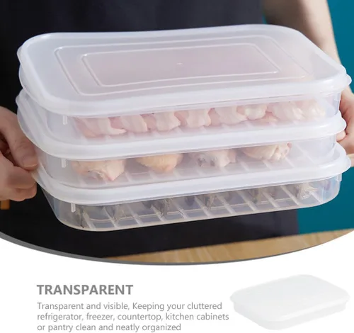 Vista 3 de Kichvoe Bacon Keeper - Recipientes de plástico para almacenamiento de alimentos con tapas, contenedor de preparación de comidas para refrigeradores