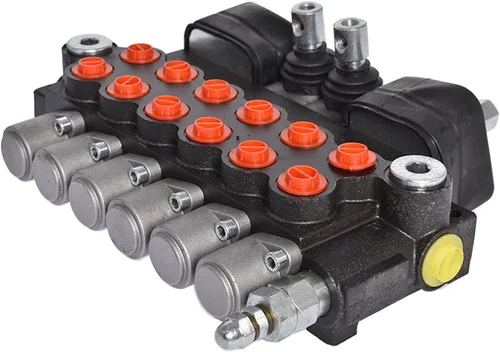 Vista 4 de Válvula de control direccional de retroexcavadora hidráulica de 2 joysticks, 6 carretes, 11 GPM