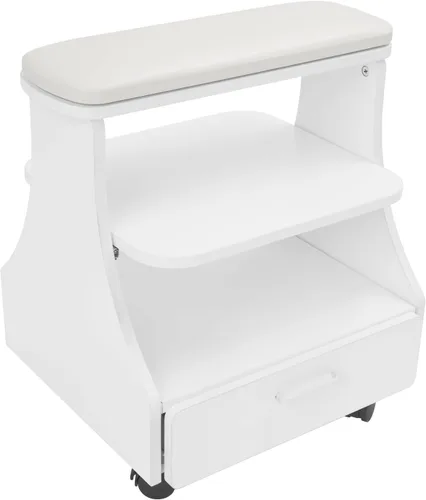 Vista 11 de Carrito de pedicura con 4 ruedas con frenos, carrito portátil de spa con cajón práctico, soporte de baño de pies de pedicura, reposapiés de pedicura