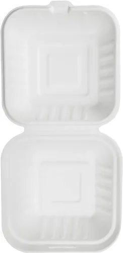 Vista 8 de KARAT EARTH Clamshell - Recipientes de alimentos para llevar [6 x 6 pulgadas, 500 unidades] Contenedores compostables para llevar, bagazo
