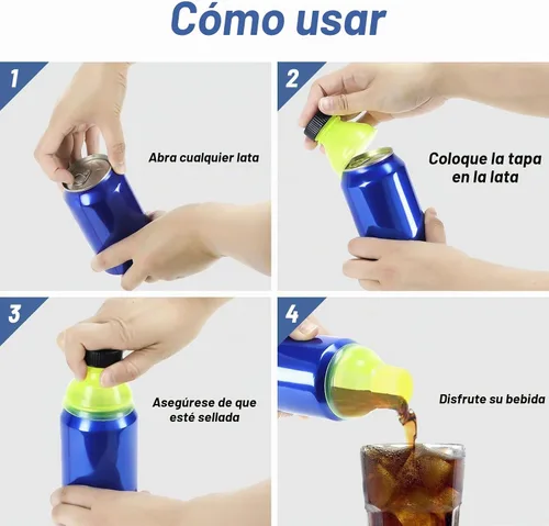 Vista 3 de Paquete de 12 tapas reutilizables para latas de soda, tapas