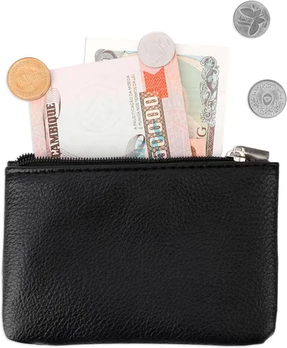 Vista 4 de Paquete de 2 monederos, monedero pequeño portátil de piel sintética con cremallera, monedero pequeño para mujer, tarjeta de crédito, facturas
