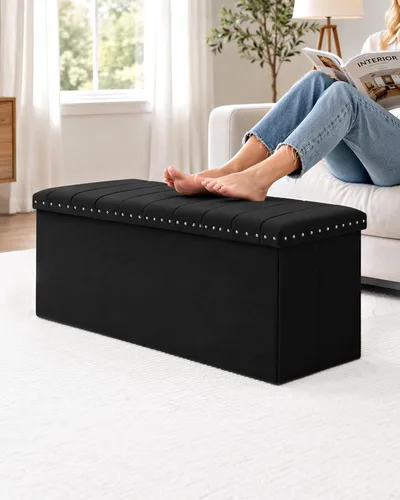 Vista 2 de B FSOBEIIALEO 43" Tufted Storage Ottoman Bench Storage Chest, Black
