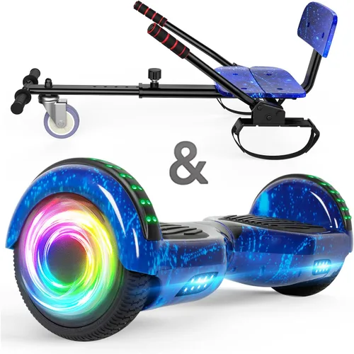 Vista 9 de SISIGAD Scooter Seat Attachment, 6.5'' Self Balancing Scooters Go Kart with Bluetooth and LED Lights