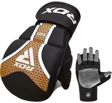 Vista 4 de RDX Guantes MMA Sparring Grappling, Maya Hide Leather Wrist Support, Cage Fighting Combat Sports Boxing Glove Training, Muay Thai, saco de boxeo