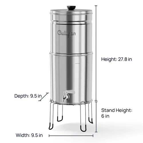 Vista 8 de Sistema de filtro de agua por gravedad Culligan MaxClear de 3 galones, filtro de agua de encimera de acero inoxidable pulido certificado NSF/ANSI