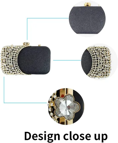 Vista 7 de shiiriin Bolso de mano de cristal brillante para mujer, elegante bolso de mano con diamantes de imitación para novia, boda, fiesta