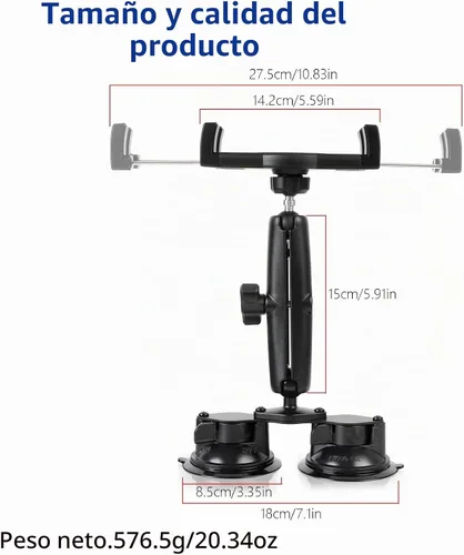 Vista 2 de Pilots - Soporte para tablet con ventosas dobles fuertes, soporte universal para iPad para aviones, coche, barco, camión, parabrisas, compatible