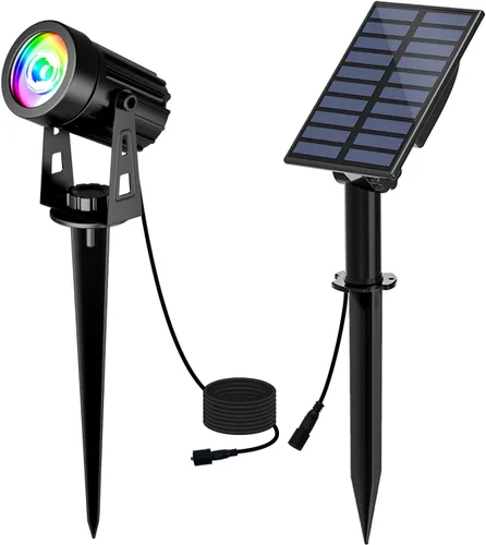 Vista 15 de T-SUN Focos solares al aire libre impermeables, luces de paisaje solares 2 en 1 LED para jardín, focos solares para árbol, jardín, estanque, piscina