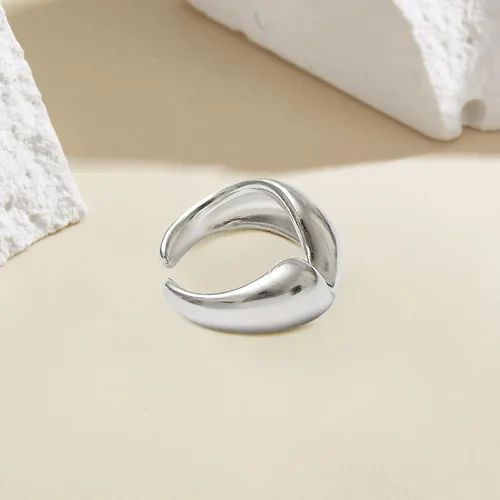 Vista 191 de Anillo de plata de ley 925, minimalista, ajustable, hecho a mano, para mujeres y niñas