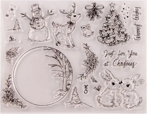 Vista 4 de Sellos de silicona con temática de árbol de Navidad para hacer tarjetas, sellos de goma transparente para álbumes de recortes, álbumes de fotos