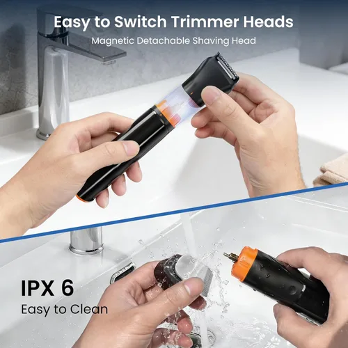 Vista 11 de MAXGROOM - Cortadora de barba 6 en 1 para hombres, afeitadora eléctrica inalámbrica impermeable, kit de aseo para bigote, cabello, cara, nariz