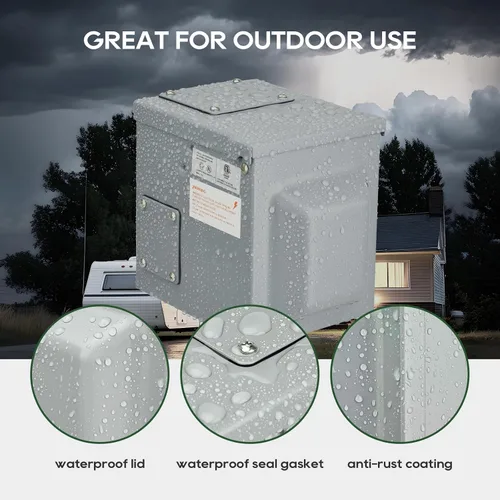 Vista 7 de RVGUARD Caja de toma de corriente de 30 amperios, 125 voltios, cerrada, resistente a la intemperie, NEMA TT-30R, panel de receptáculo eléctrico al
