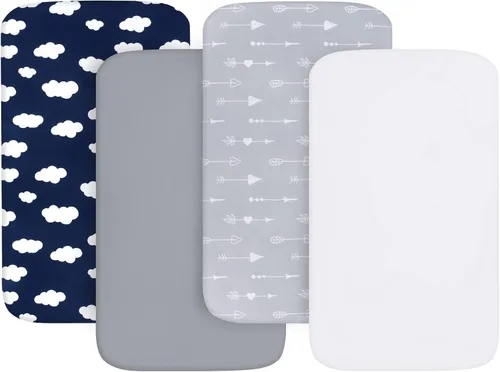 Vista 20 de Juego de 4 sábanas de moisés para bebé, compatibles con 4moms Mamaroo, Regalo y Chicco Close to You Baby Bassinet, ultra suaves y agradables al