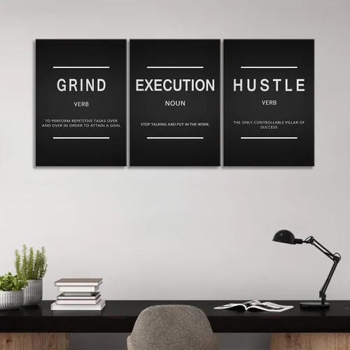 Vista 3 de Urttiiyy - 3 pósteres de arte inspirador, impresión en lienzo con citas de motivacionales, ideales para la decoración de paredes de oficina y hogar