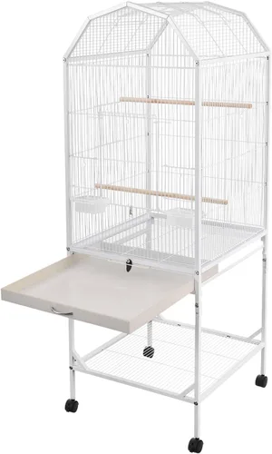 Vista 6 de Jaula para pájaros con parte superior abierta, de 54 pulgadas, con bandeja extraíble, jaulas enrollables para pájaros con ruedas para periquitos
