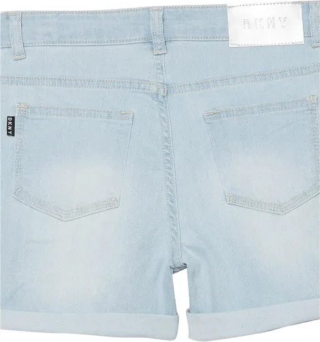 Vista 4 de DKNY Pantalones cortos clásicos de mezclilla con 5 bolsillos para niña