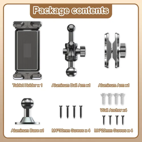 Vista 6 de WUITIN Soporte de aluminio resistente para tableta, soporte para tableta, soporte de montaje en automóvil, soporte ajustable de 2 etapas de 360°